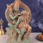 Brass Lord Shiva and Parvati Statue | 12.7" Green Sand Patina | 7.7kg Sacred Masterpiece | Divine Couple Art | Jaipurio